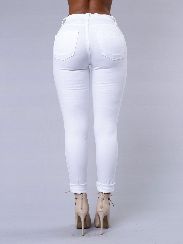 High Waist Ripped Skinny Jeans